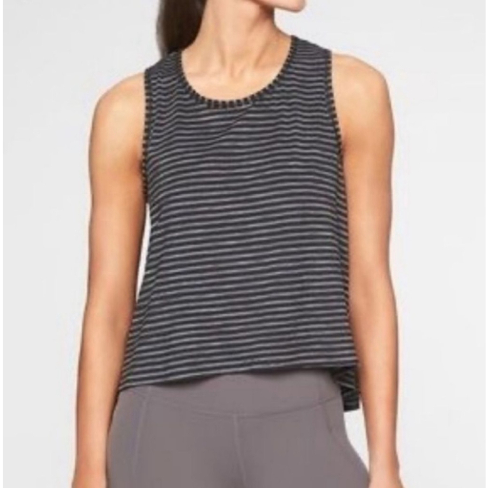 Women's Athleta Activewear Striped Tank Top Black Gray XS